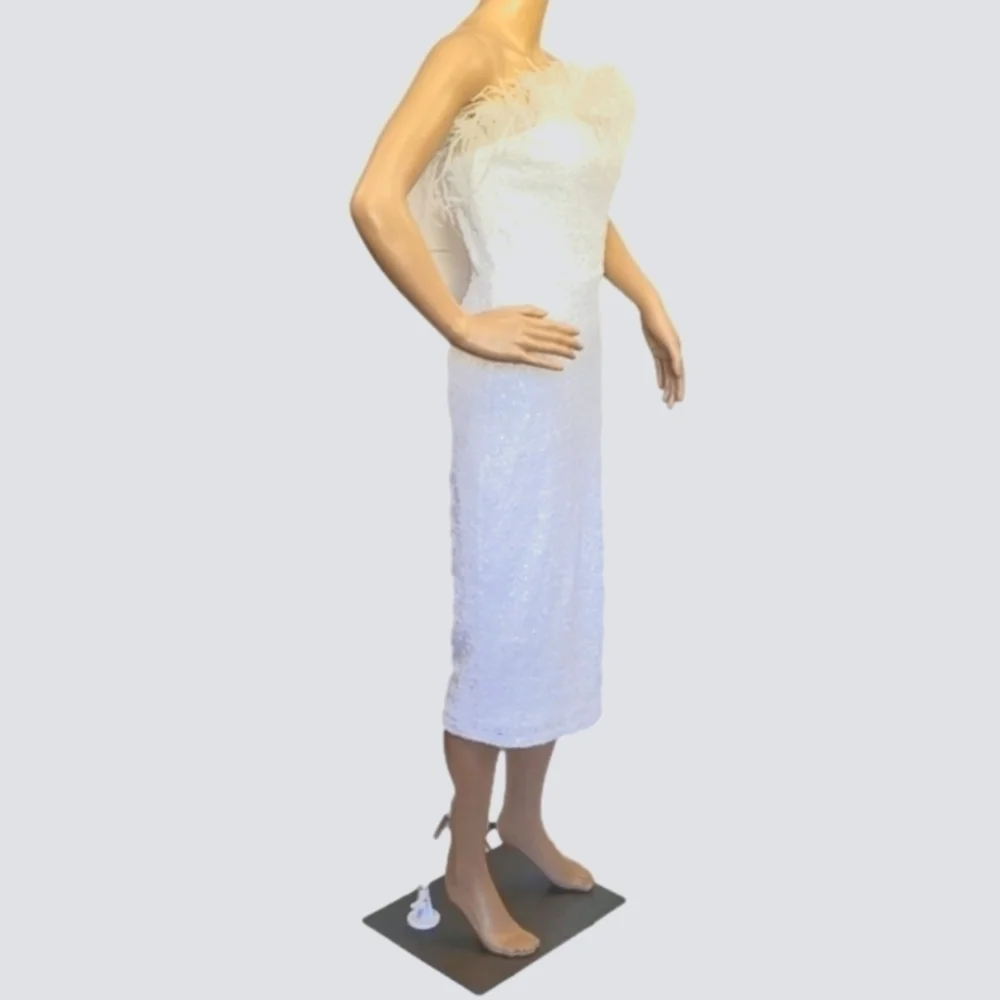 Amanda Uprichard Liz Feather Trim Strapless Dress XS - Picture 5 of 11